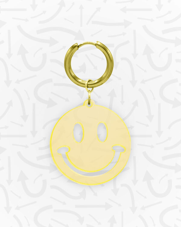 Smiley Neon Yellow Earring Gold