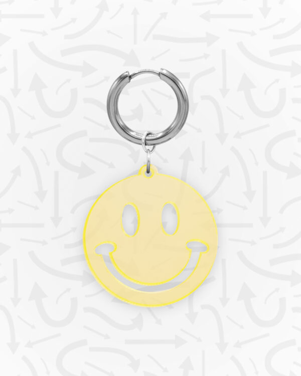 Smiley Neon Yellow Earring Silver