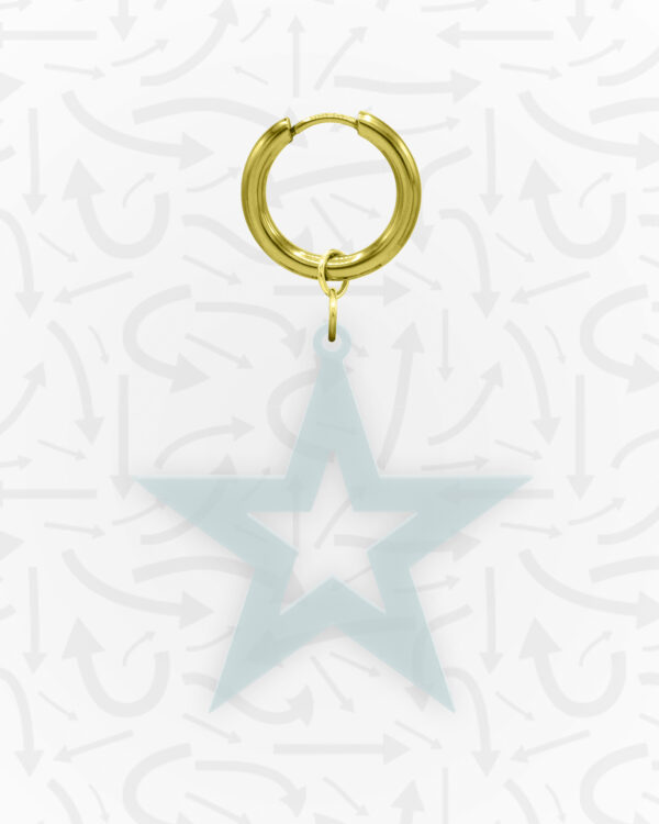 Star Neon Blue Earring Gold