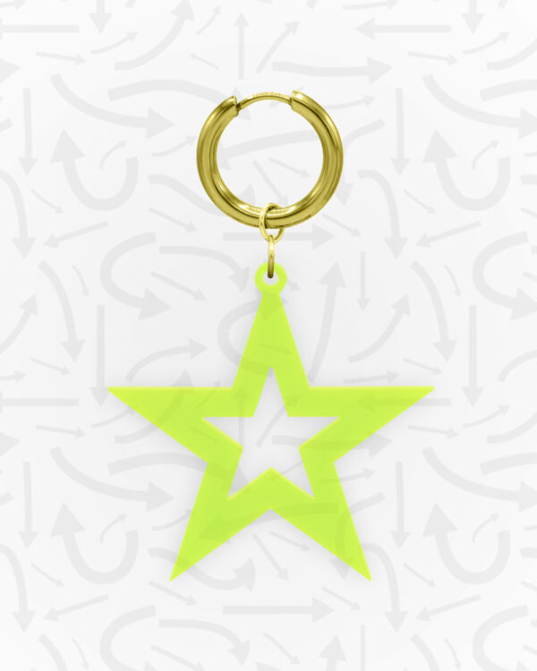 Star Neon Green Earring Gold