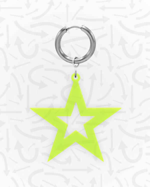 Star Neon Green Earring Silver