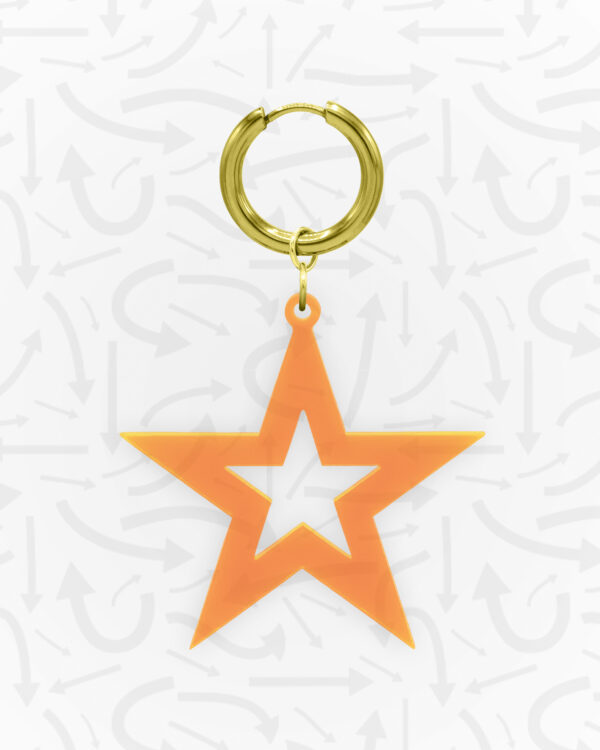 Star Neon Orange Earring Gold