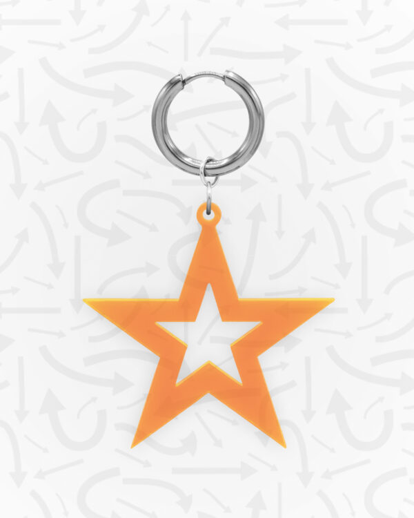 Star Neon Orange Earring Silver