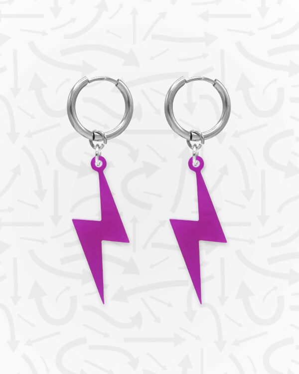 Mini Lightning Bolt Roze Oorbellen Zilver Paar